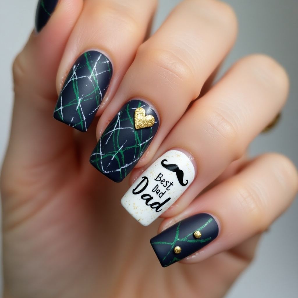 Father's Day Square Nail Design