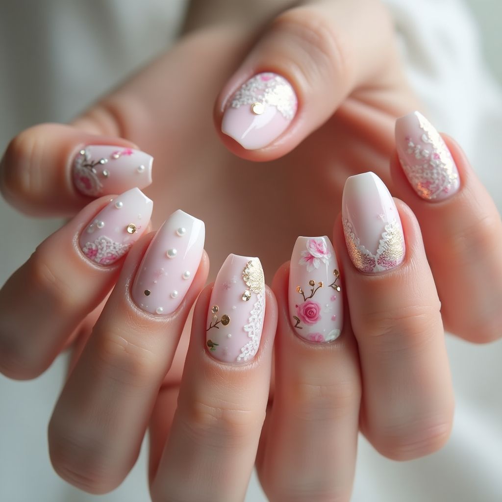 Bridal Shower Round Nail Design