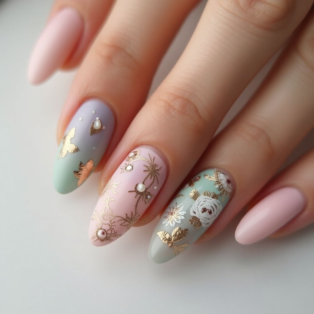 Mother's Day Almond Nail Design