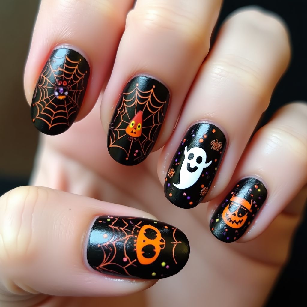 Halloween Round Nail Design