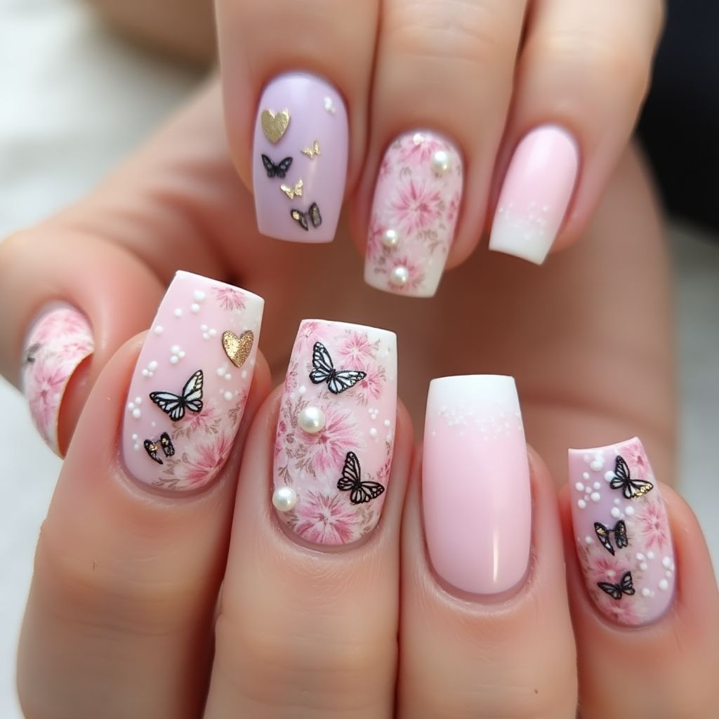 Mother's Day Square Nail Design