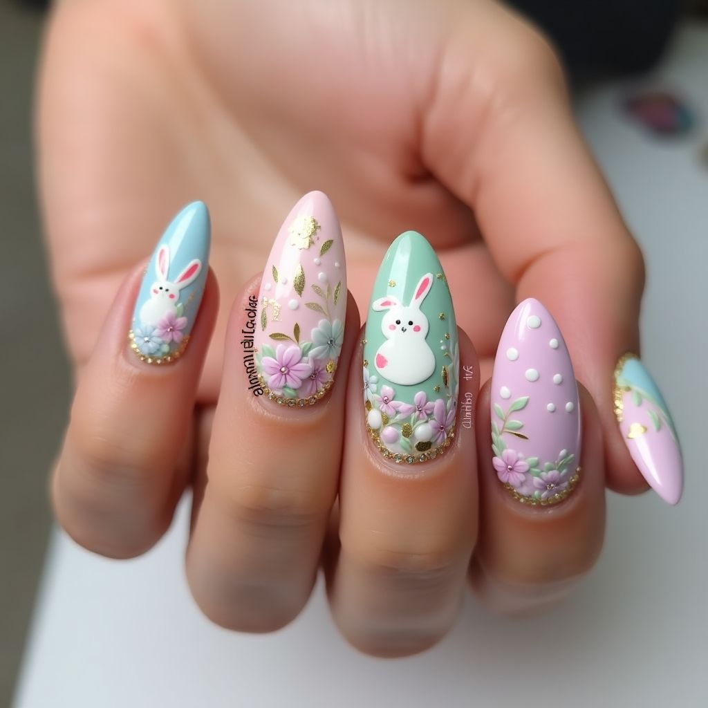 Easter Stiletto Nail Design