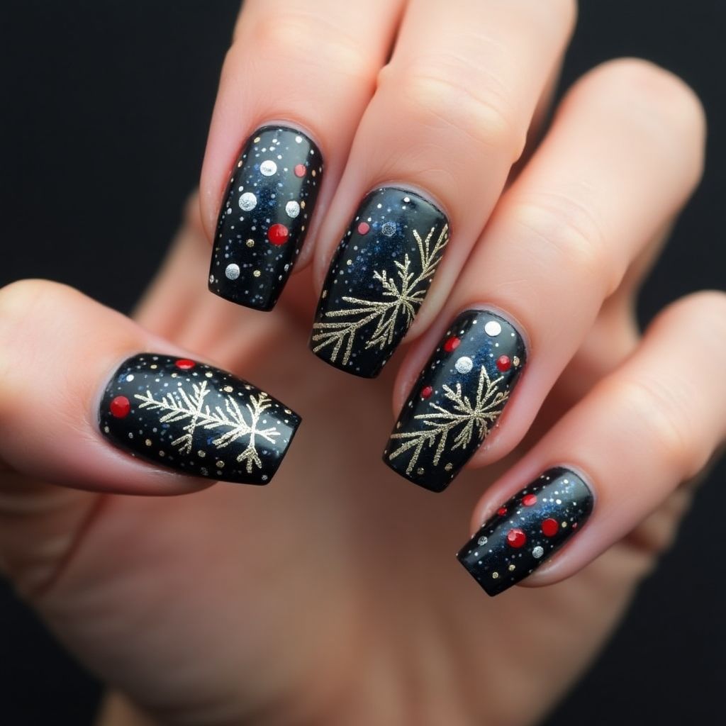 New Year Coffin Nail Design