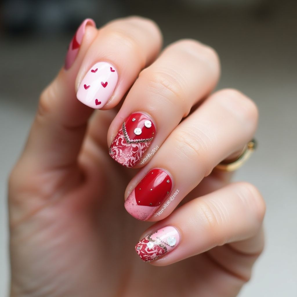 Valentine's Day Round Nail Design