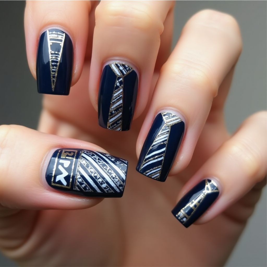 Father's Day Stiletto Nail Design