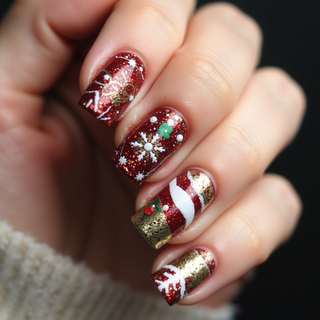 Christmas Square Nail Design