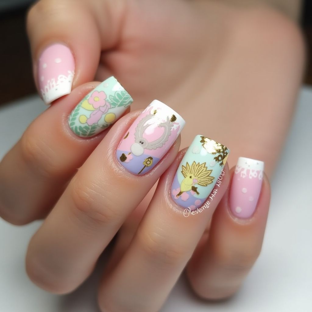 Easter Square Nail Design