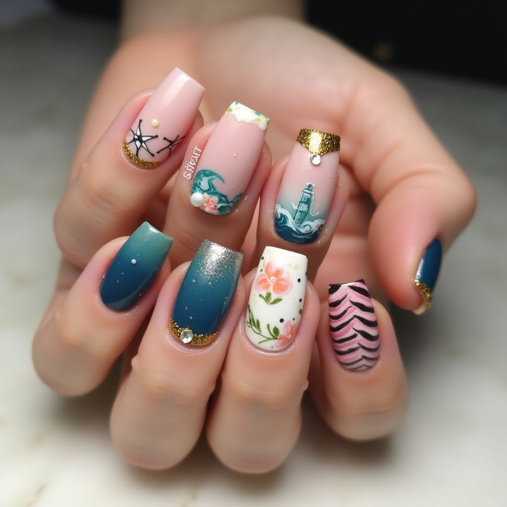 Cruise Square Nail Design