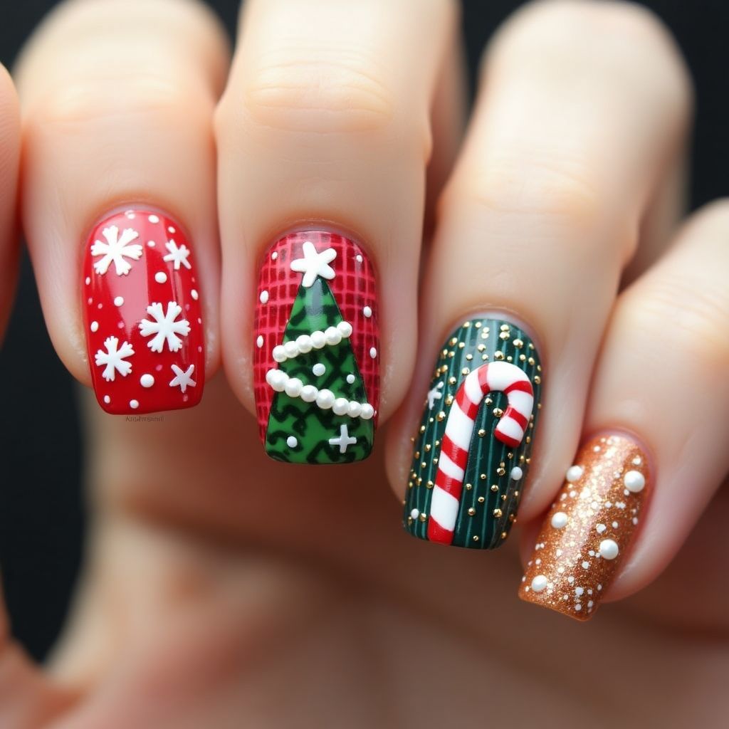 Christmas Round Nail Design