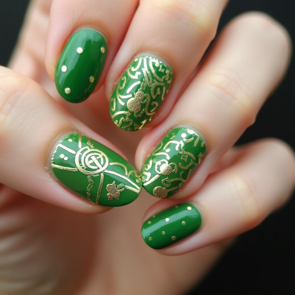 St patrick's day Round Nail Design
