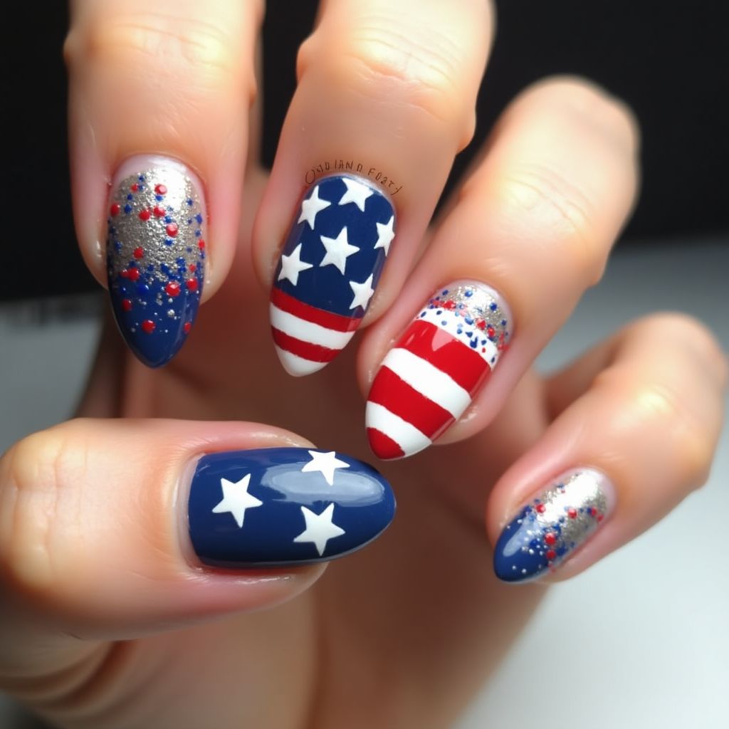 4th Of July Stiletto Nail Design
