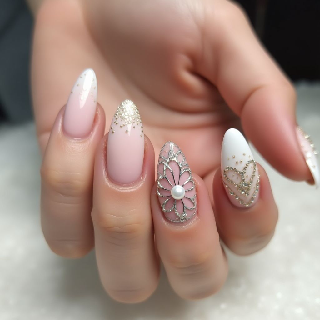 Wedding Stiletto Nail Design