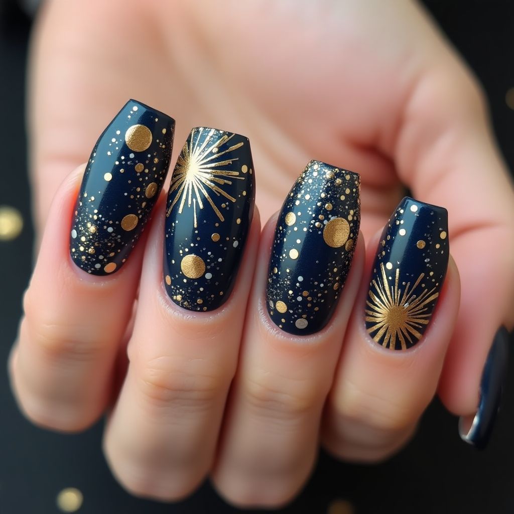 New Year Coffin Nail Design