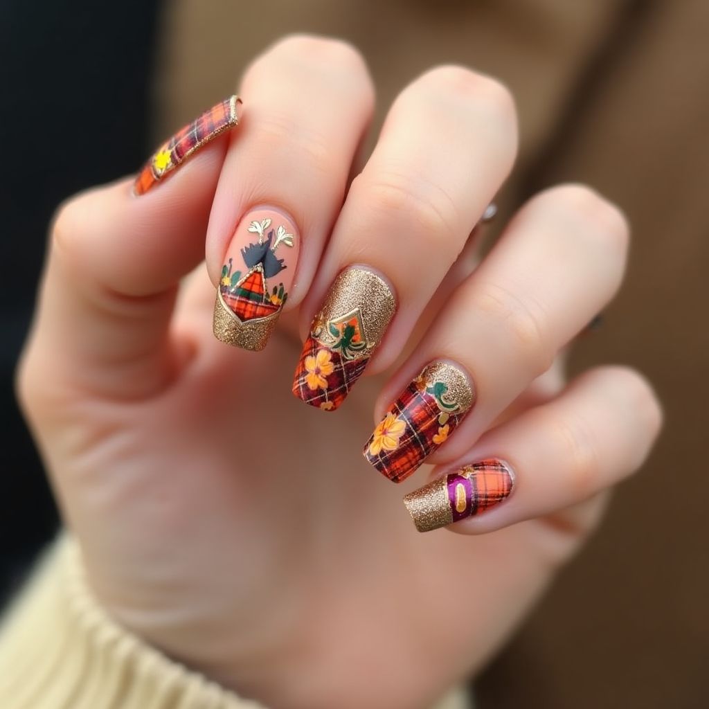 Thanksgiving Square Nail Design