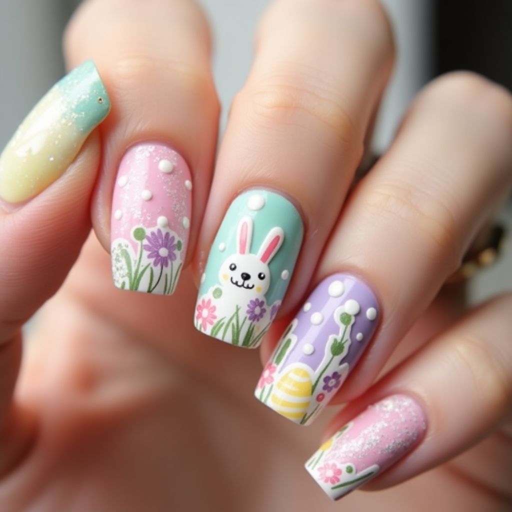 Easter Square Nail Design