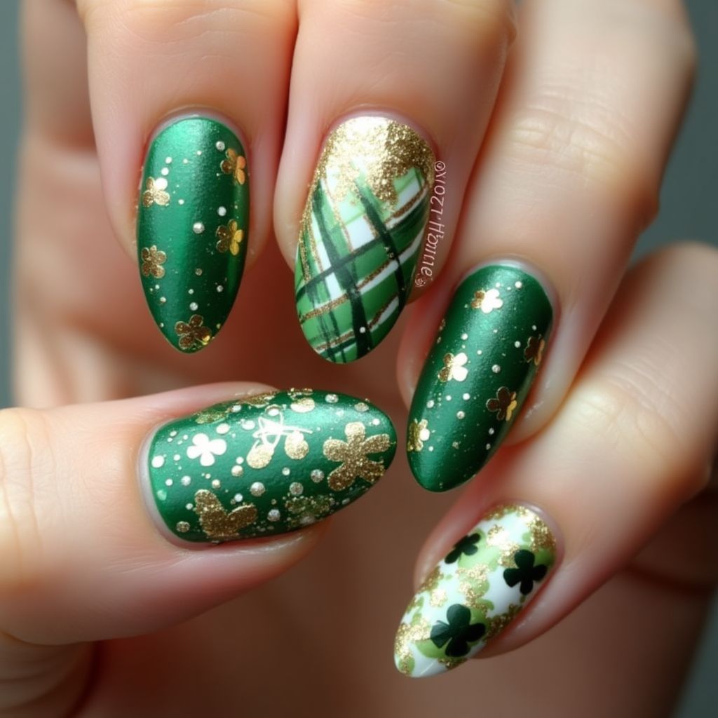St patrick's day Stiletto Nail Design