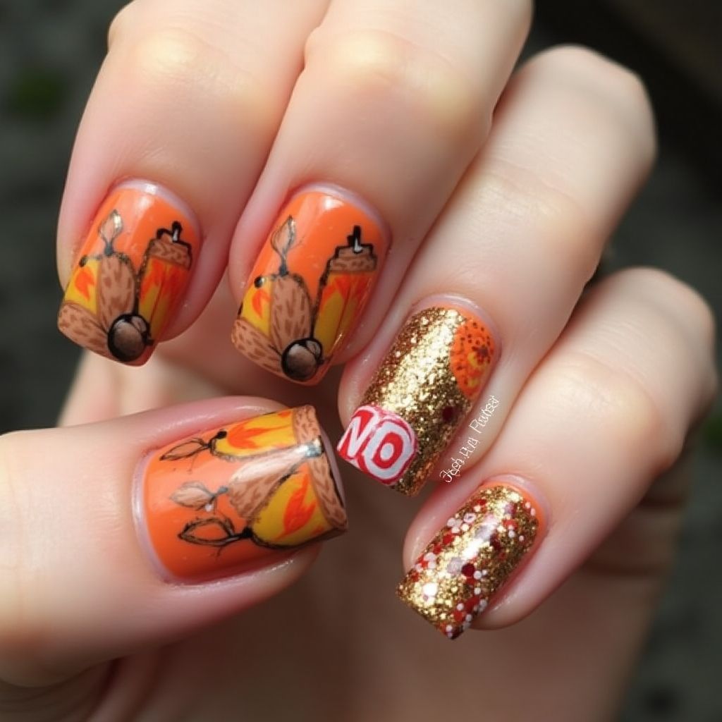 Thanksgiving Square Nail Design