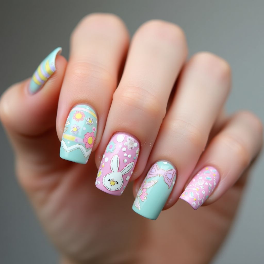 Easter Square Nail Design
