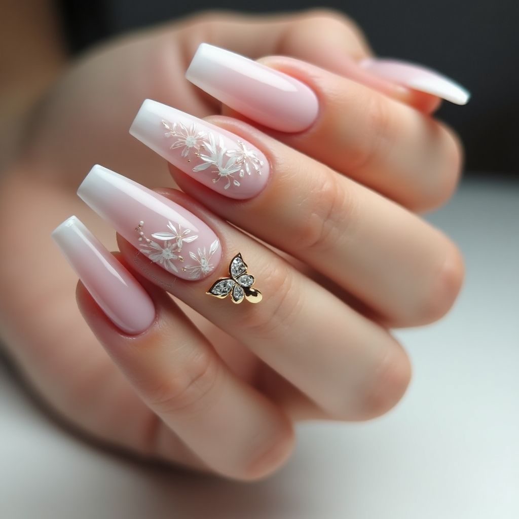 Wedding Coffin Nail Design