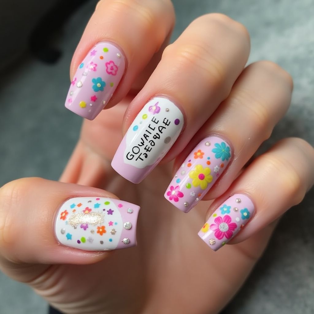 Birthday Coffin Nail Design