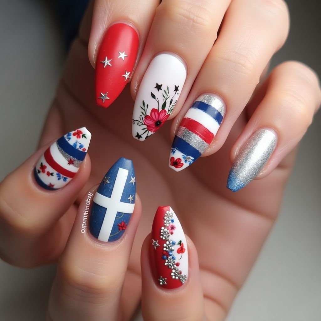 Memorial Day Coffin Nail Design