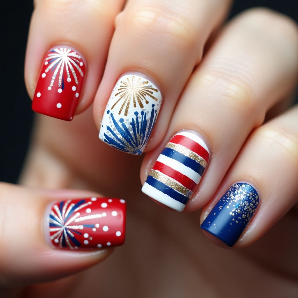 4th Of July Square Nail Design