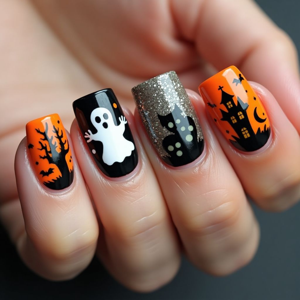 Halloween Square Nail Design
