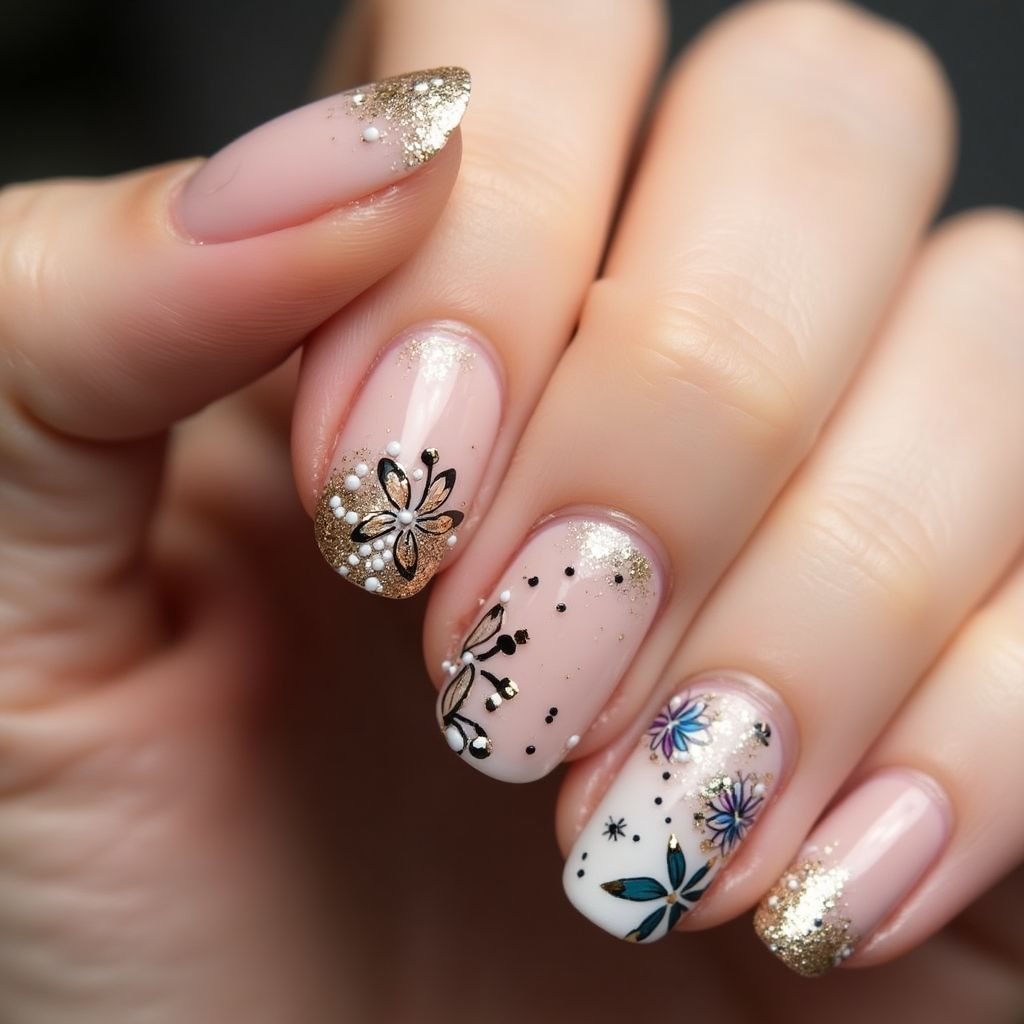 Celebration Round Nail Design