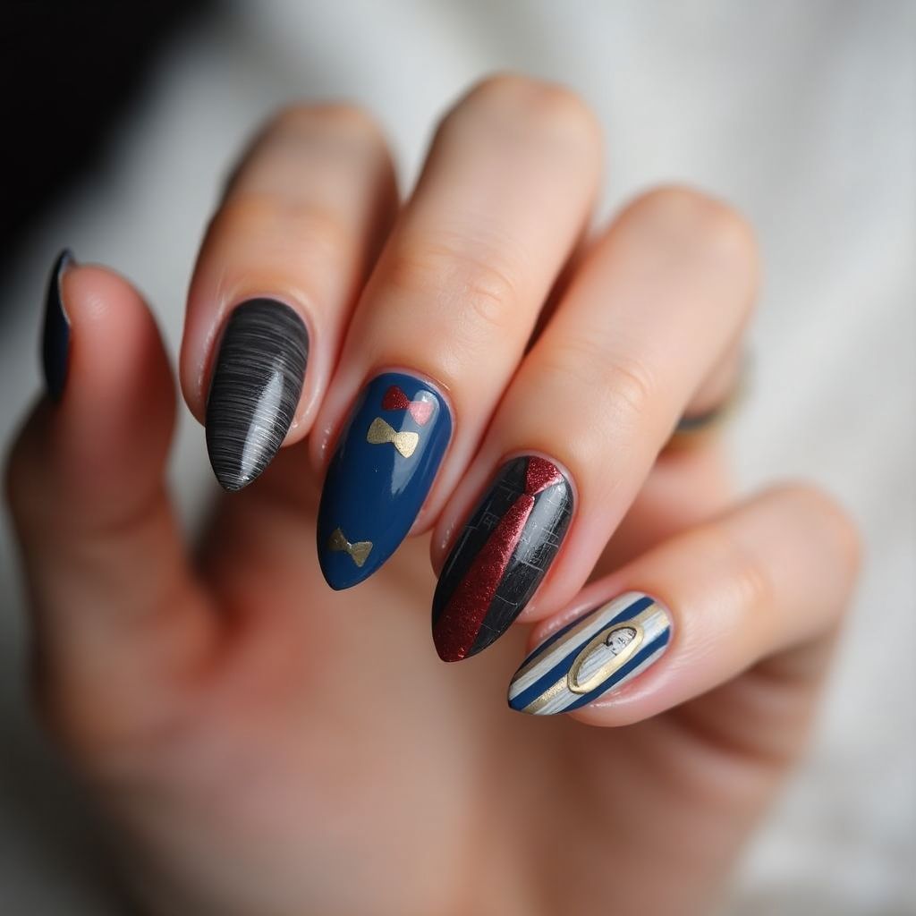 Father's Day Almond Nail Design