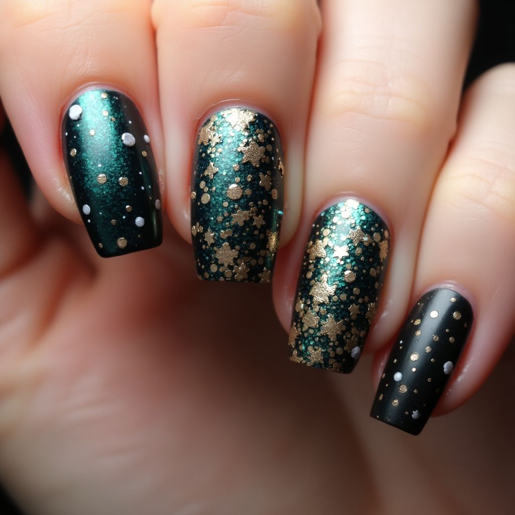 New Year Square Nail Design