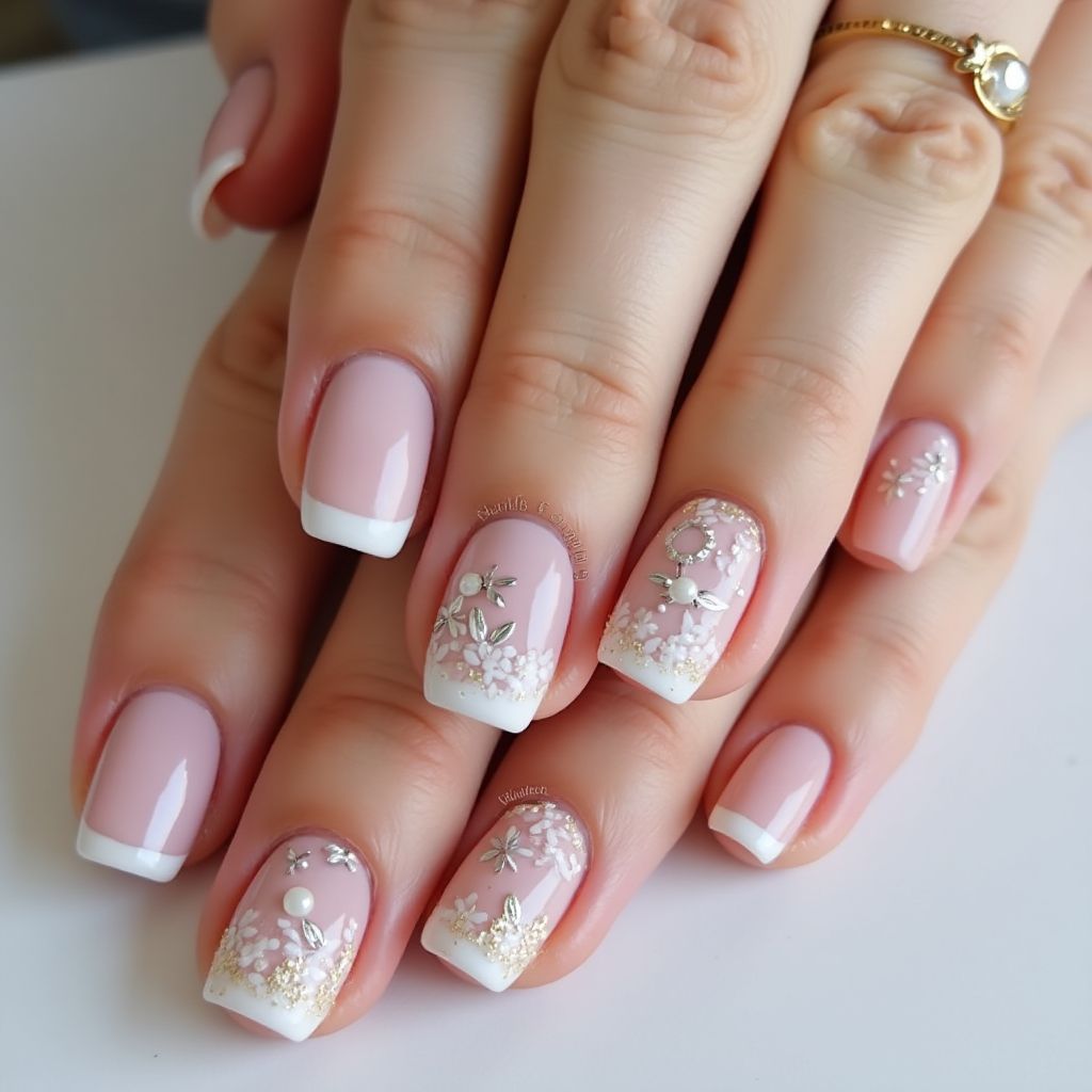 Wedding Square Nail Design