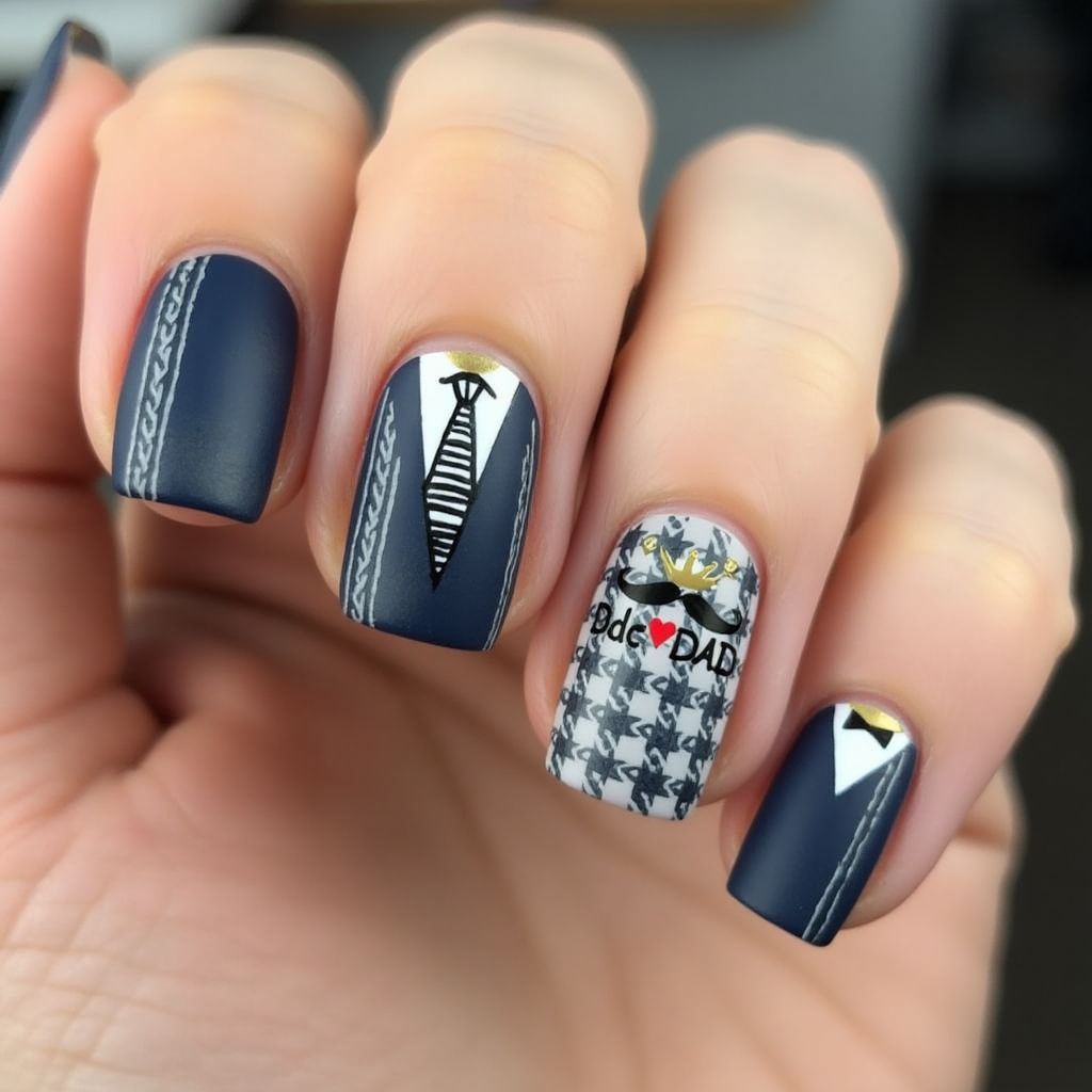 Father's Day Square Nail Design