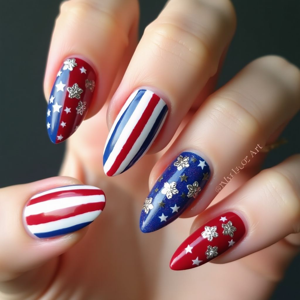 4th Of July Stiletto Nail Design