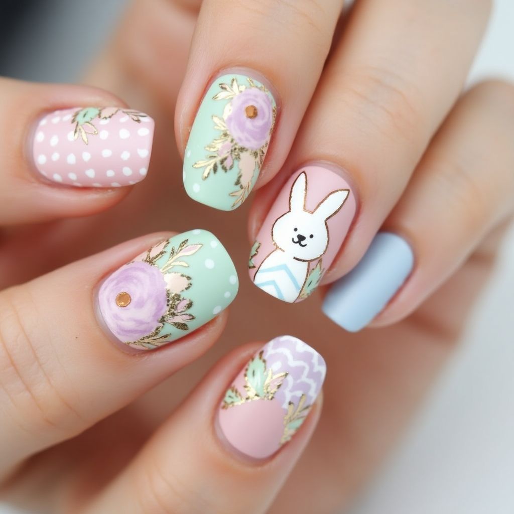 Easter Round Nail Design