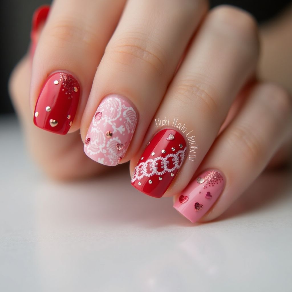 Valentine's Day Round Nail Design