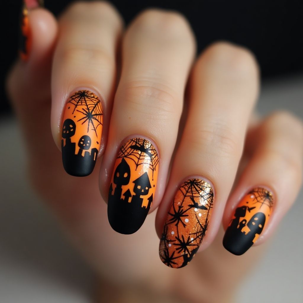 Halloween Round Nail Design