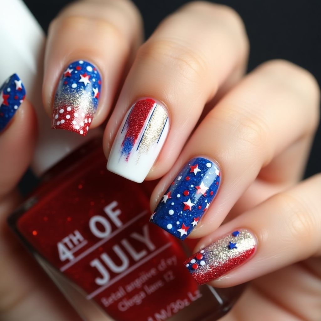4th Of July Square Nail Design