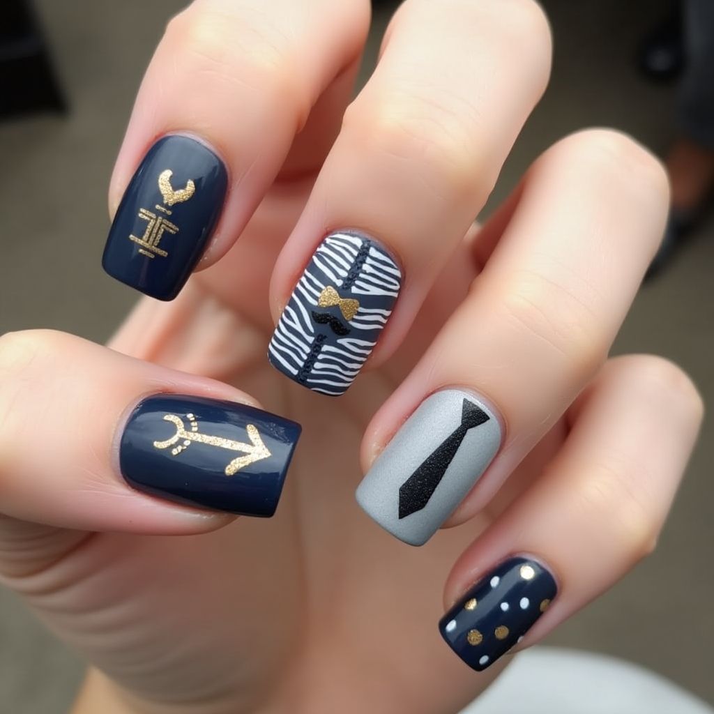 Father's Day Square Nail Design