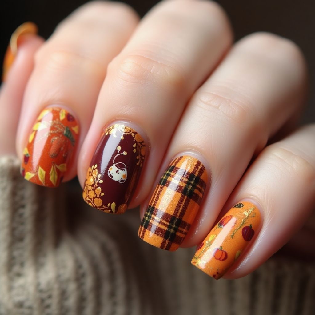 Thanksgiving Round Nail Design