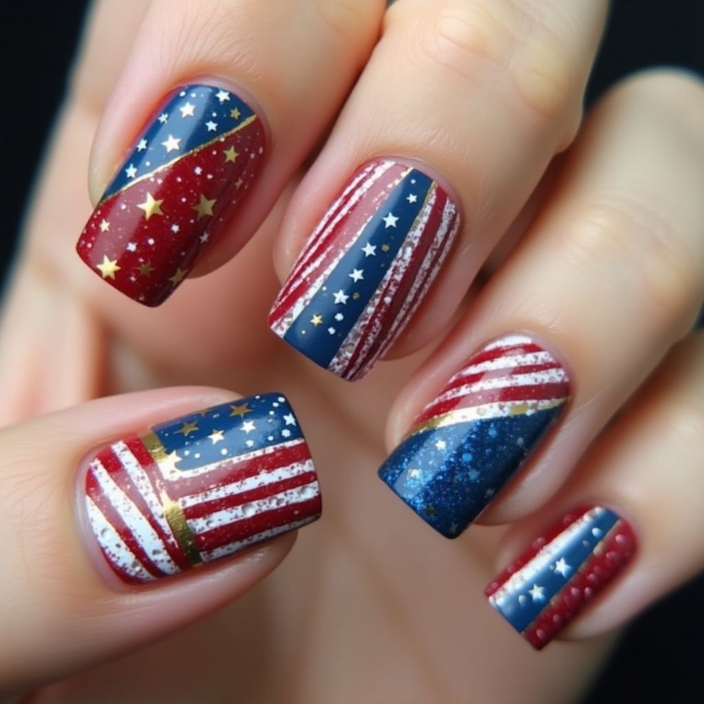 Independence Day Coffin Nail Design