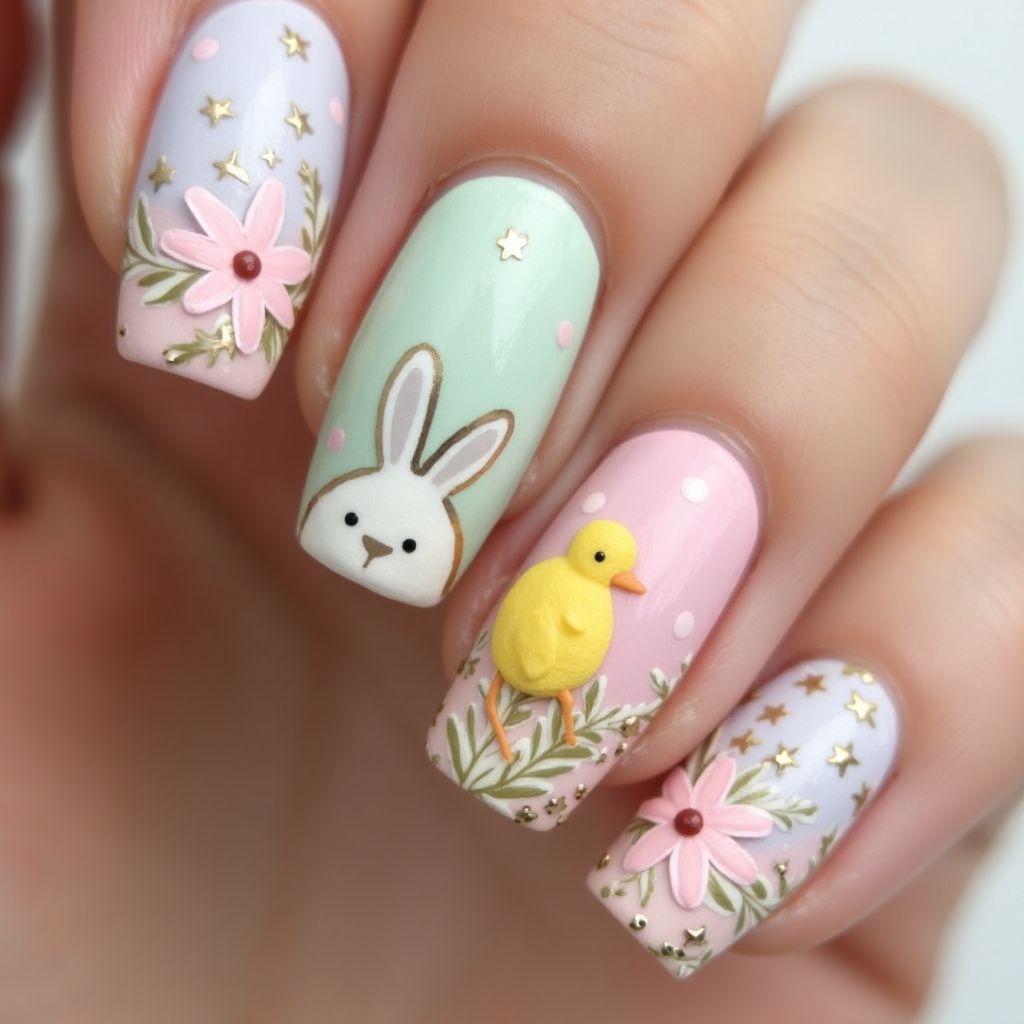 Easter Square Nail Design