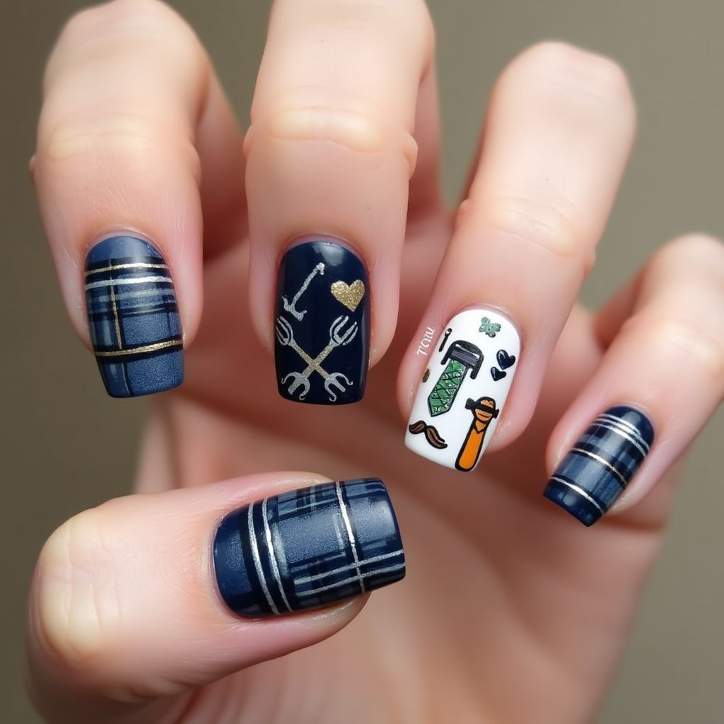 Father's day Square Nail Design
