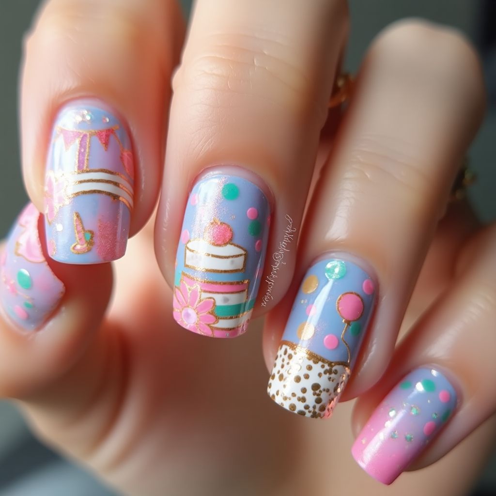 Birthday Stiletto Nail Design