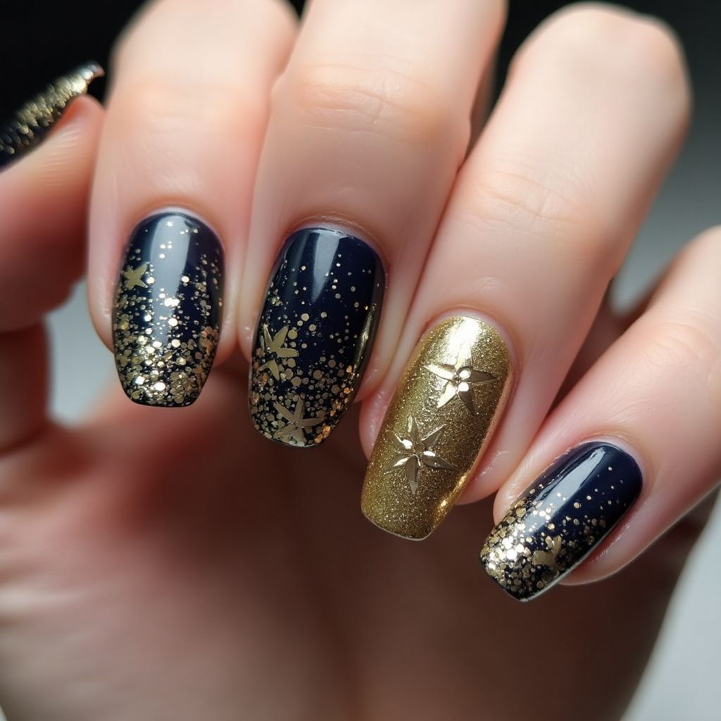 New Year Stiletto Nail Design