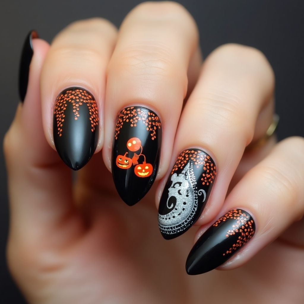 Halloween Almond Nail Design