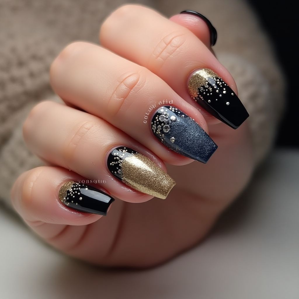 New Year Coffin Nail Design