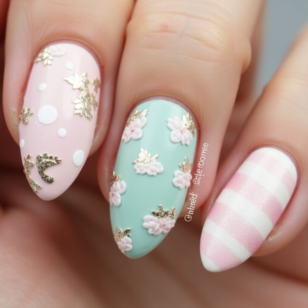 Baby Shower Almond Nail Design