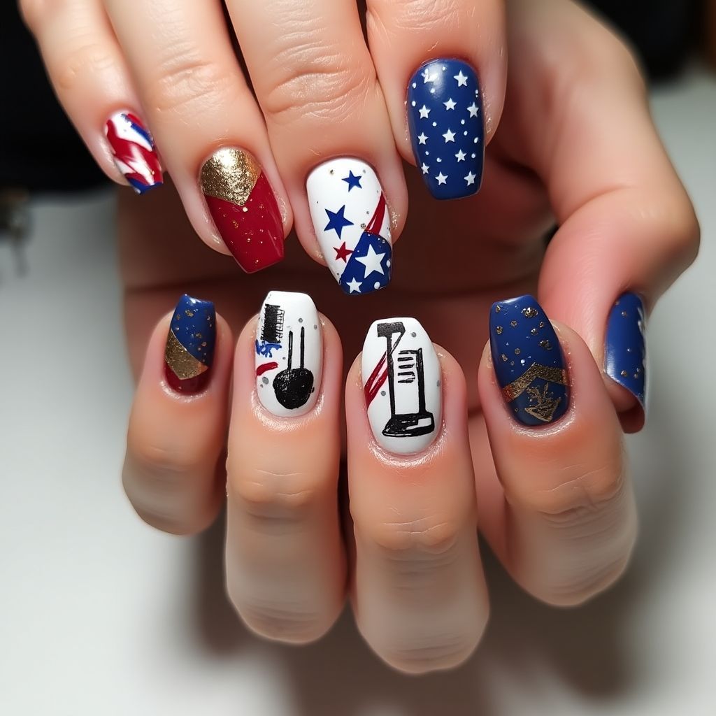 Labor Day Coffin Nail Design