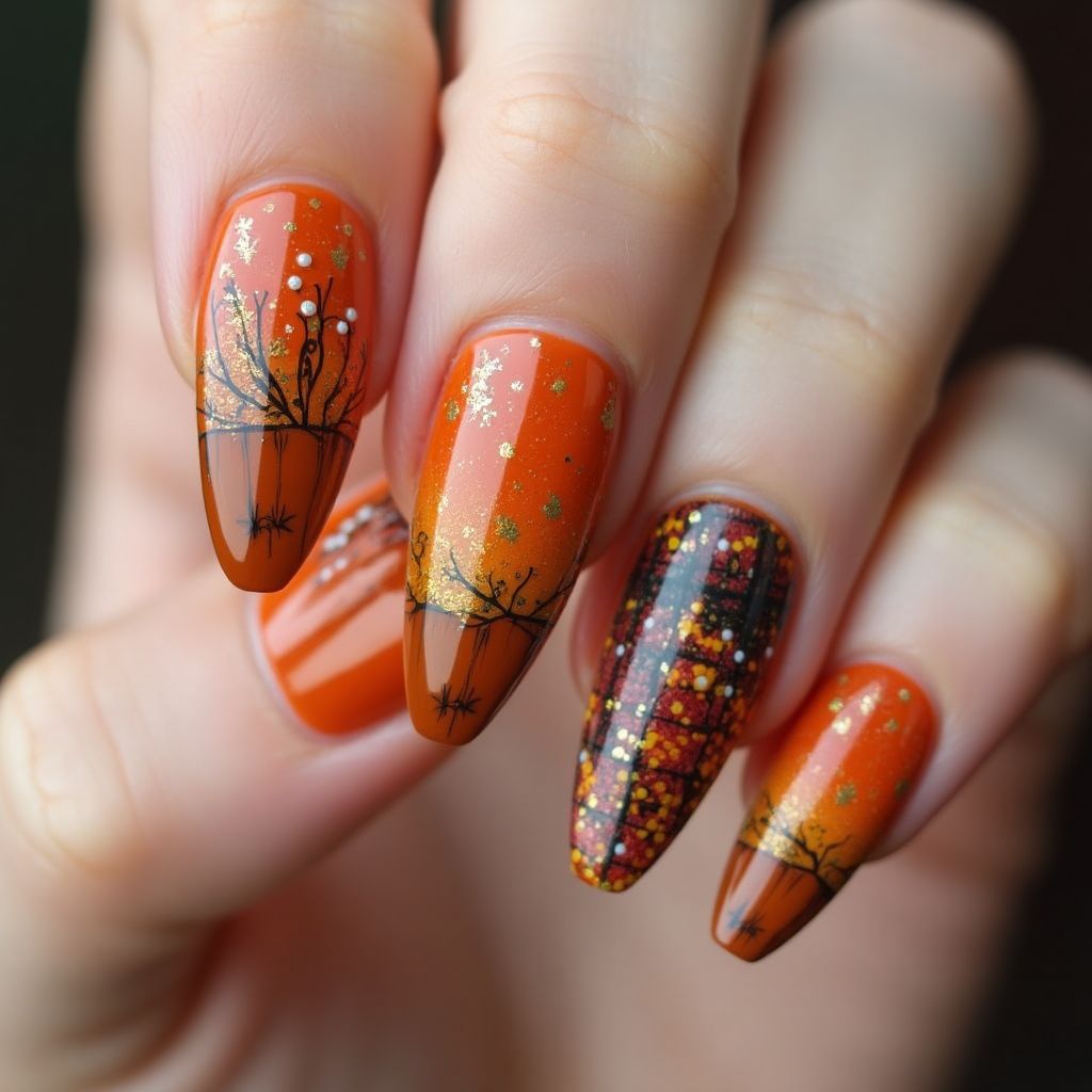 Thanksgiving Stiletto Nail Design