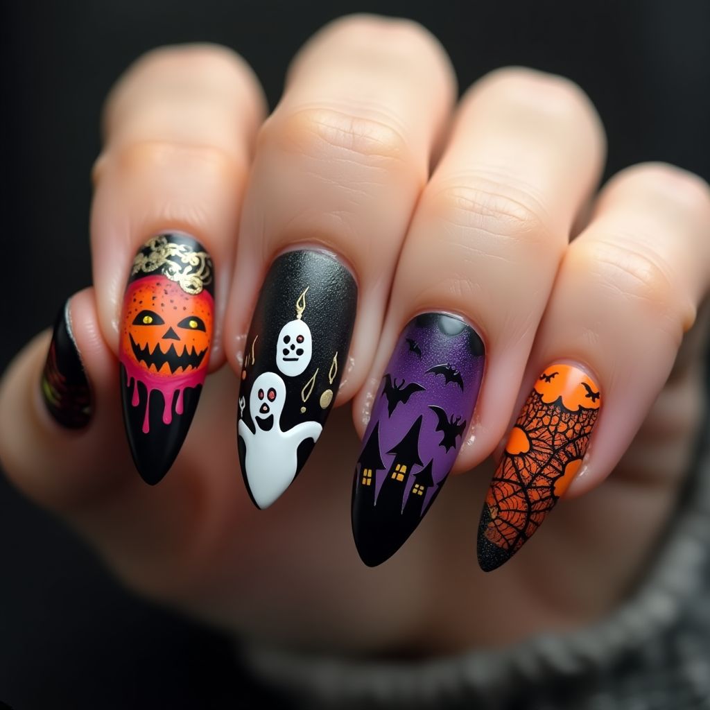 Halloween Stiletto Nail Design